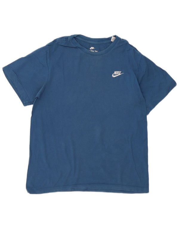 Camiseta masculina Nike The Tee Top pequeno algodão azul