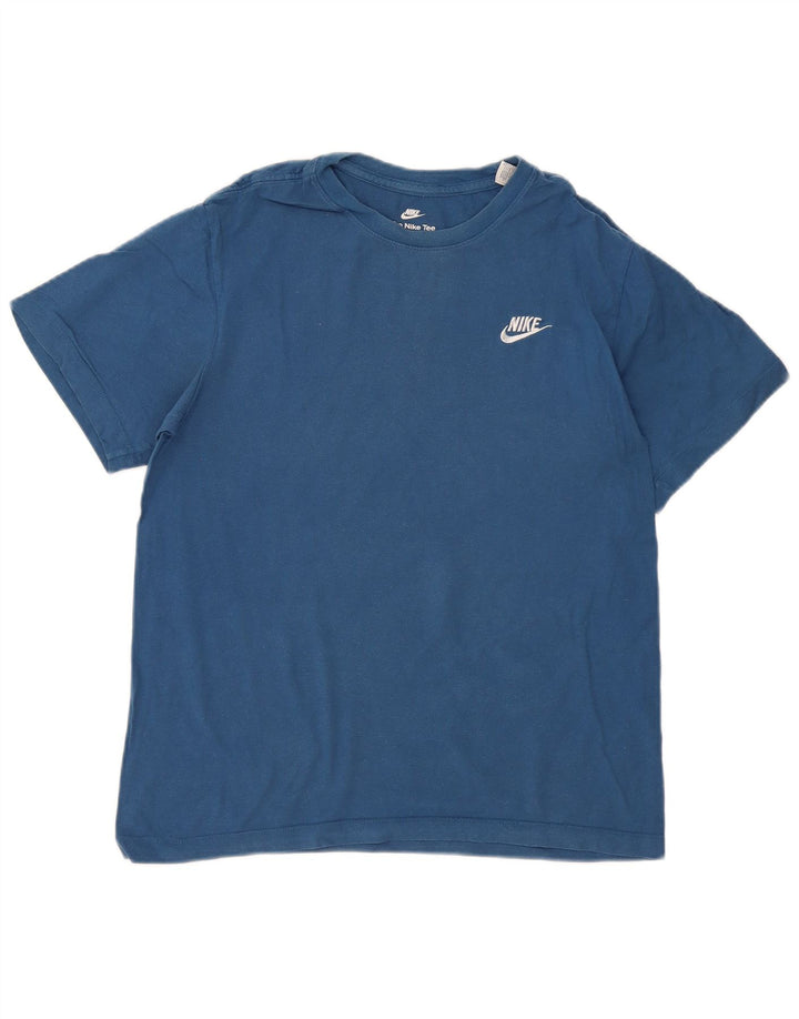 Camiseta masculina Nike The Tee Top pequeno algodão azul