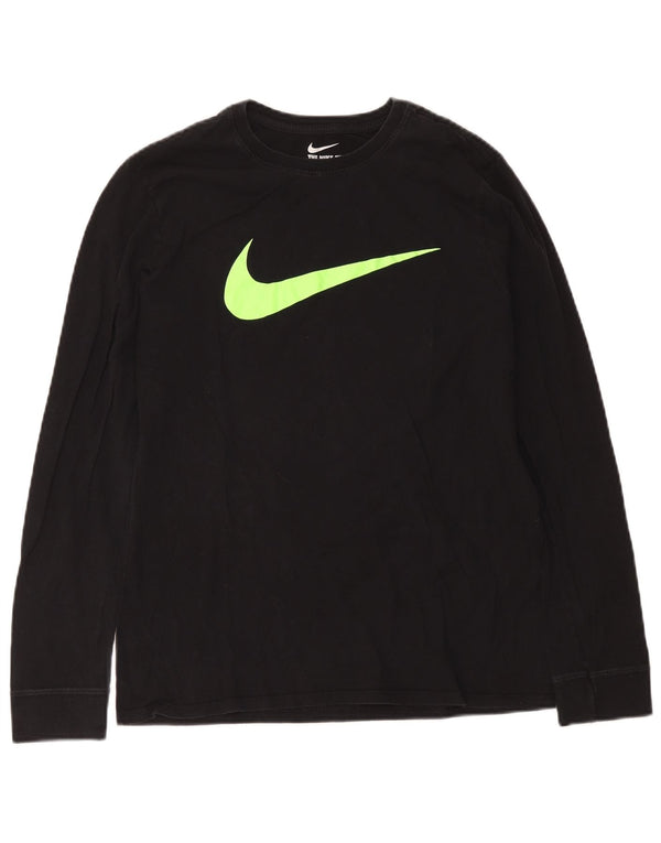 Top gráfico masculino Nike Athletic Fit manga comprida algodão preto médio