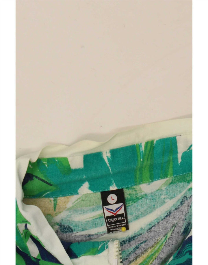 Trigema feminino oversized agasalho top jaqueta Reino Unido 16 grande verde floral