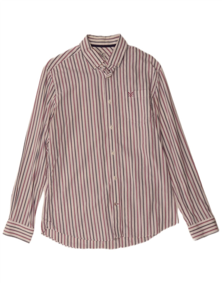 Camisa masculina Coastal Fit Crew Clothing de algodão listrado multicolorido médio