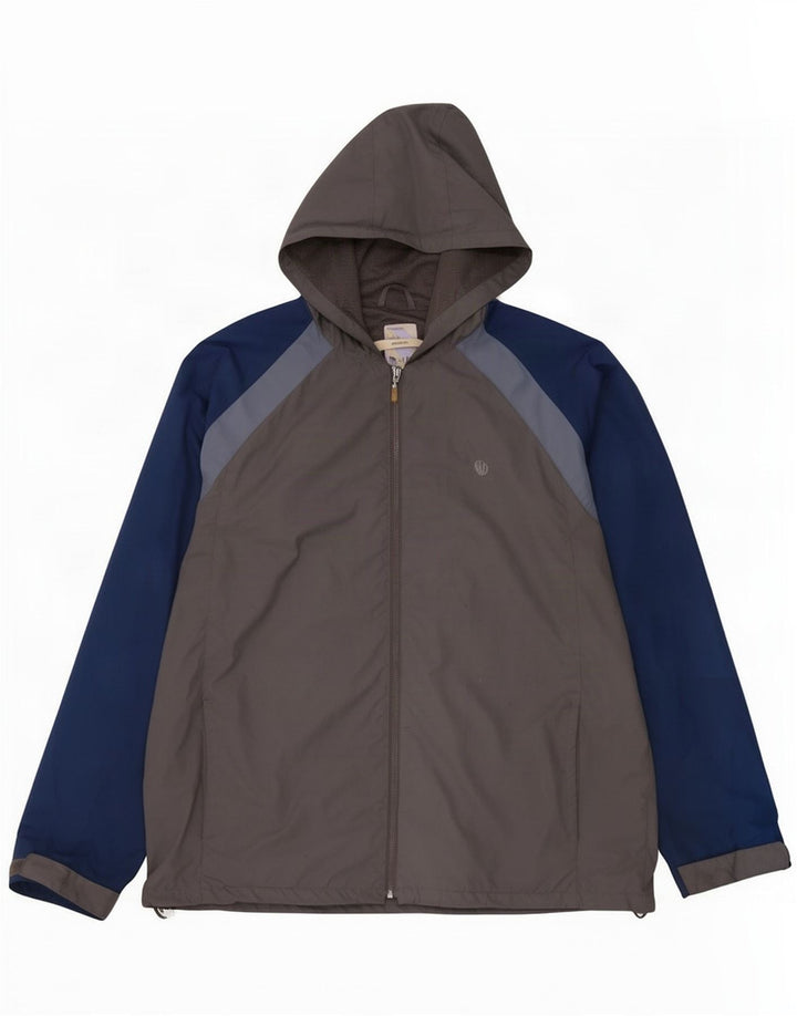 Poliéster cinzento de Colourblock do Reino Unido 42 XL do revestimento de chuva dos homens gordos da cara