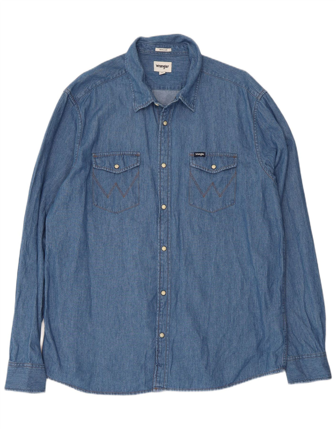 Camisa jeans Wrangler masculina Western Regular Fit XL azul algodão