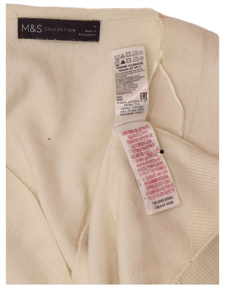 Suéter cardigã feminino Marks & Spencer UK 14 médio off white viscose
