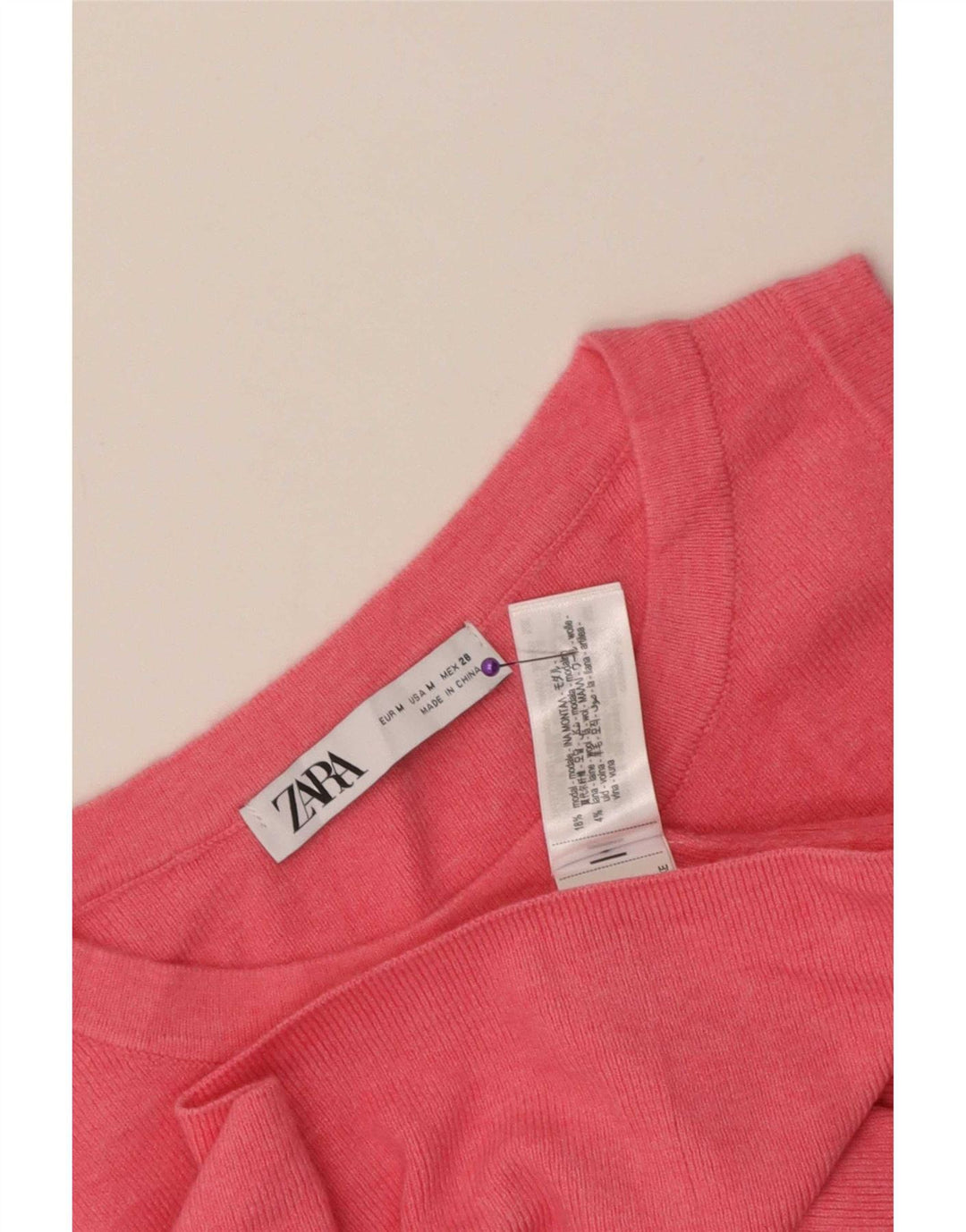 Zara Womens Vest Top UK 12 Médio Rosa Modal