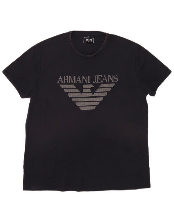 Camiseta gráfica masculina Armani Jeans Top 2XL algodão azul marinho