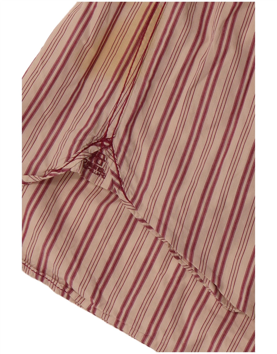 Diesel Camisa masculina de manga curta de algodão listrado vermelho médio