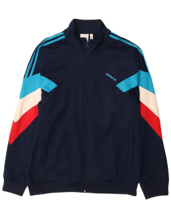 Adidas Mens Treino Top Jaqueta Grande Azul Marinho Colorblock Poliéster