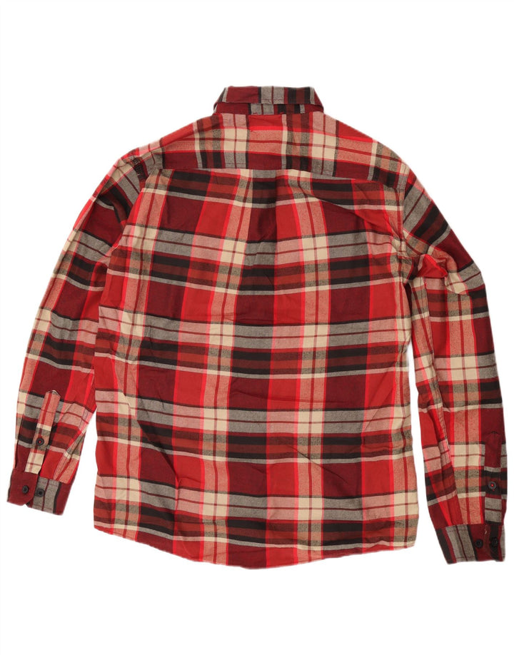Eddie Bauer Camisa masculina de flanela xadrez clássica de ajuste médio xadrez vermelho
