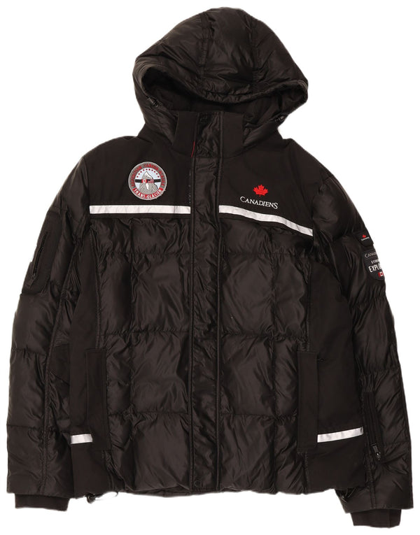 Jaqueta masculina acolchoada com capuz CANADIENS IT 56 3XL poliéster preto