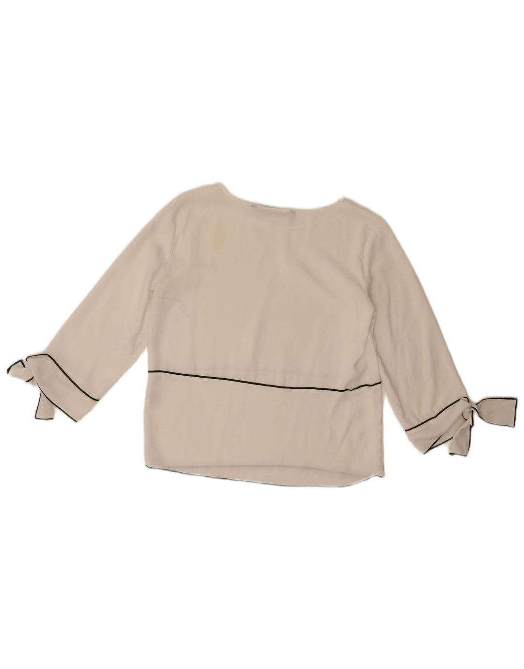 Zara blusa feminina manga 3/4 top UK 6 XS poliéster branco