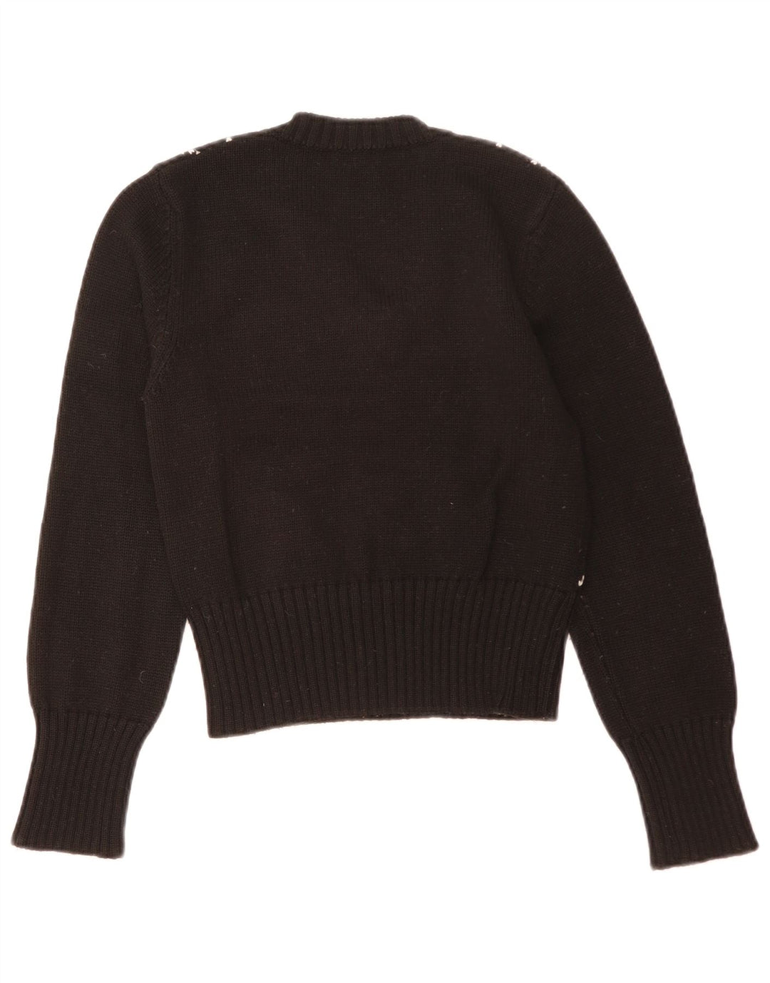 Suéter feminino Benetton com decote em V Reino Unido 12 médio preto argyle/diamante