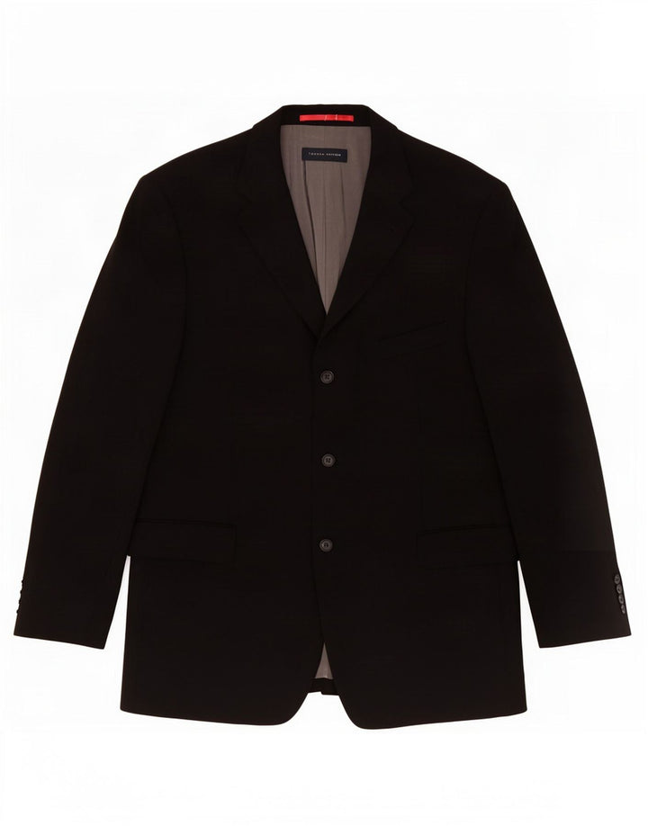 Jaqueta blazer masculina Tommy Hilfiger com 3 botões Reino Unido 38 lã virgem preta média
