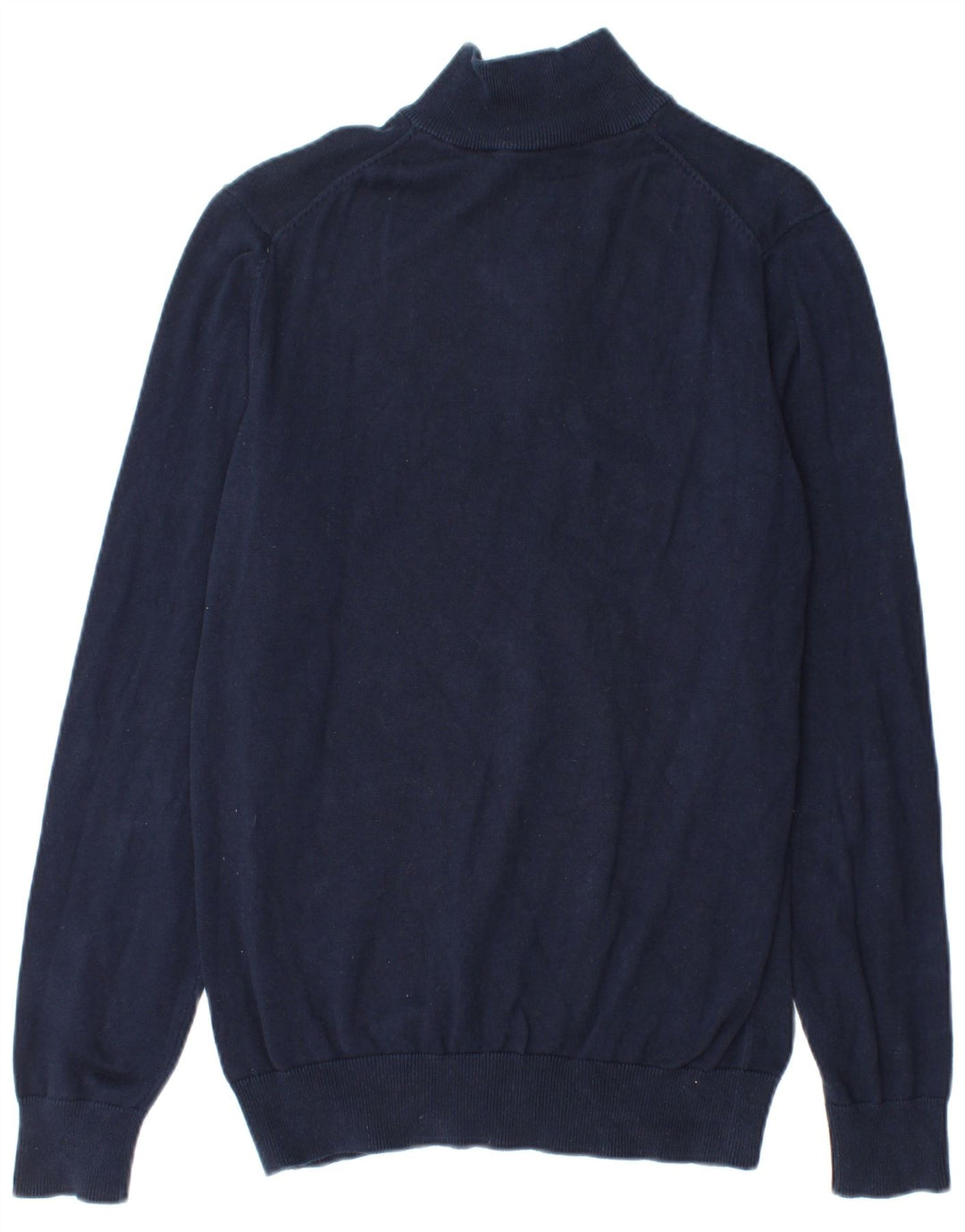Suéter masculino Crew Clothing com zíper e gola alta de algodão azul marinho médio