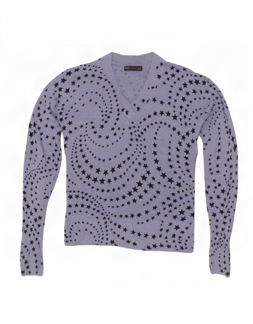 Suéter feminino Marks & Spencer com decote em V Reino Unido 12 azul médio