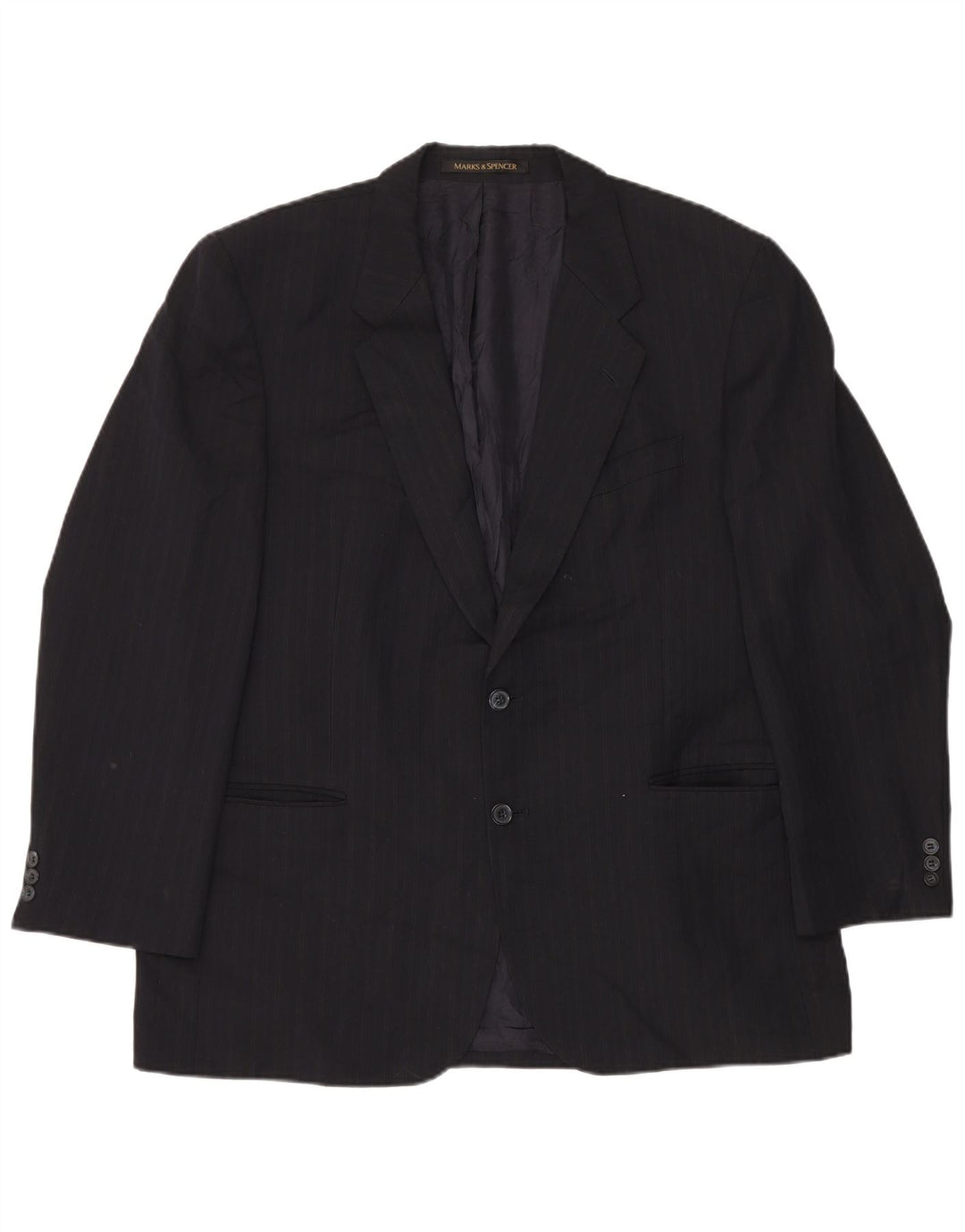 Jaqueta blazer masculina de 2 botões Marks & Spencer Reino Unido 44 2XL risca de giz azul marinho