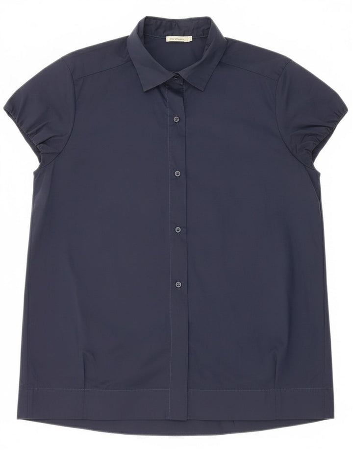 Blusa feminina de manga curta Henry s IT 44 azul marinho médio