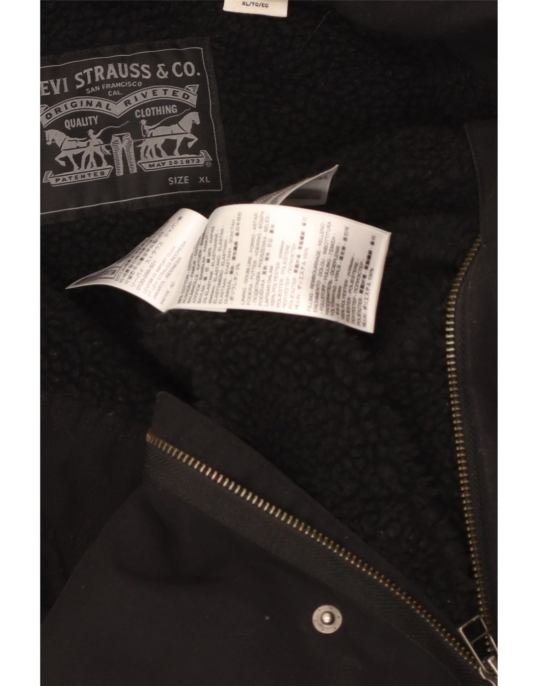 Jaqueta utilitária masculina Sherpa LEVI'S Reino Unido 42 XL algodão preto