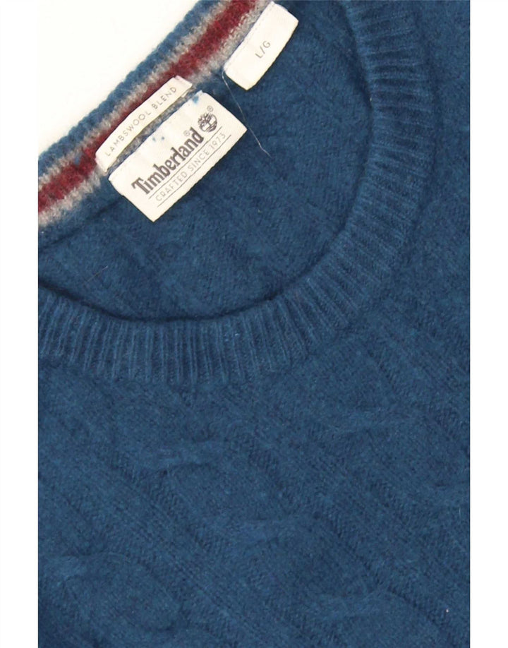 Suéter masculino Timberland com gola redonda, grande lã de carneiro azul