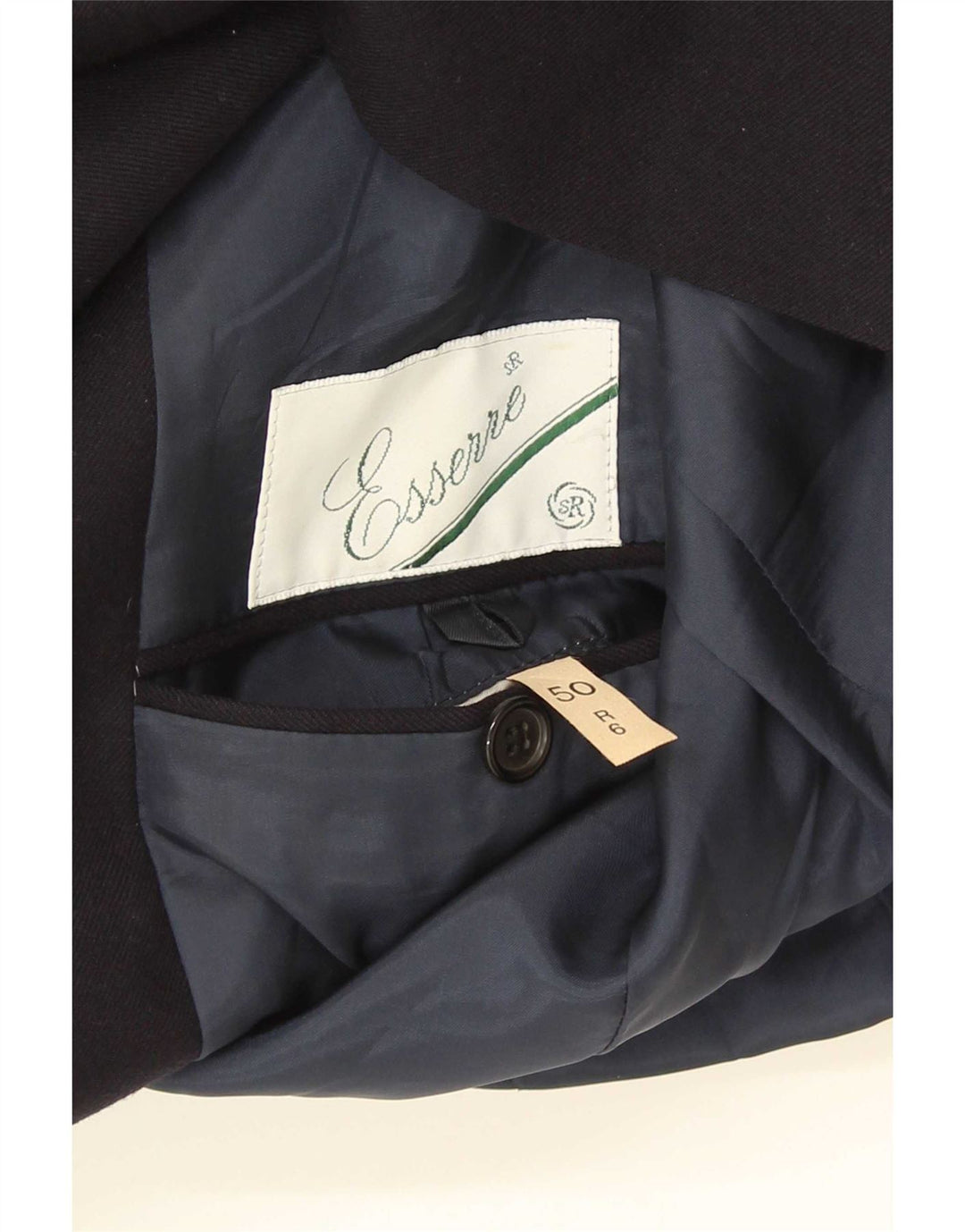 Jaqueta blazer masculina Essere com peito duplo IT 50 grande azul marinho