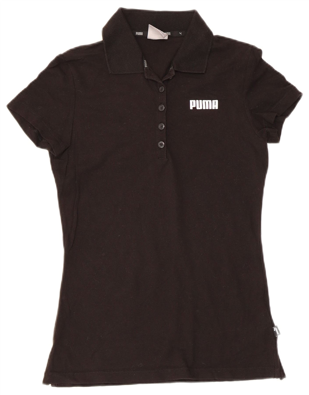 Camisa polo feminina Puma UK 8 pequena algodão preto