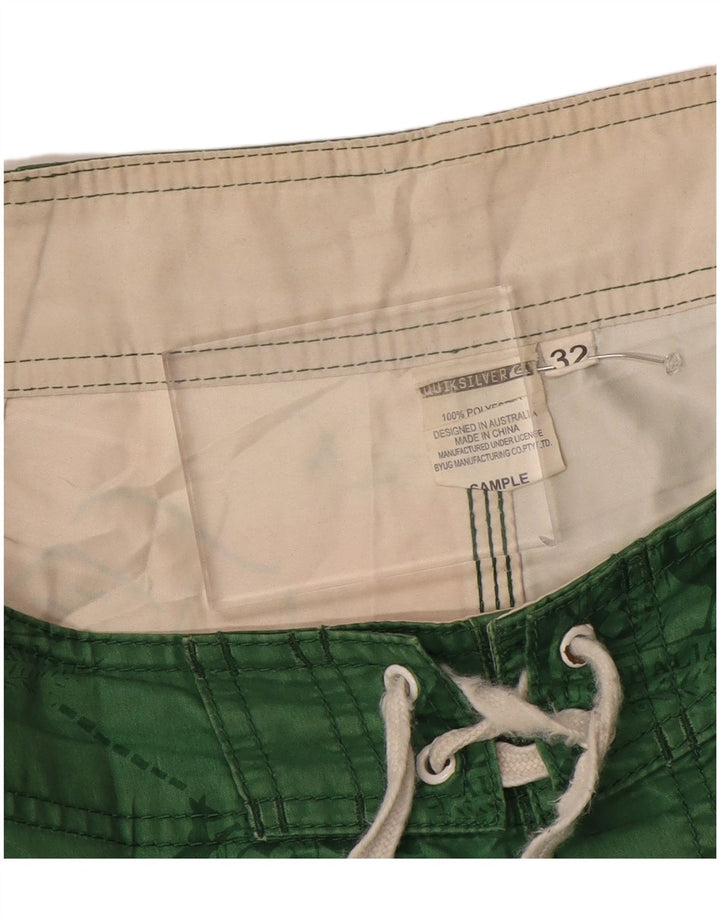 Quiksilver Shorts de natação masculino gráfico poliéster listrado verde médio