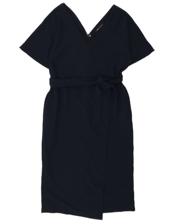 Marks & Spencer Womens Wrap Dress UK 12 Medium  Navy Blue Polyester