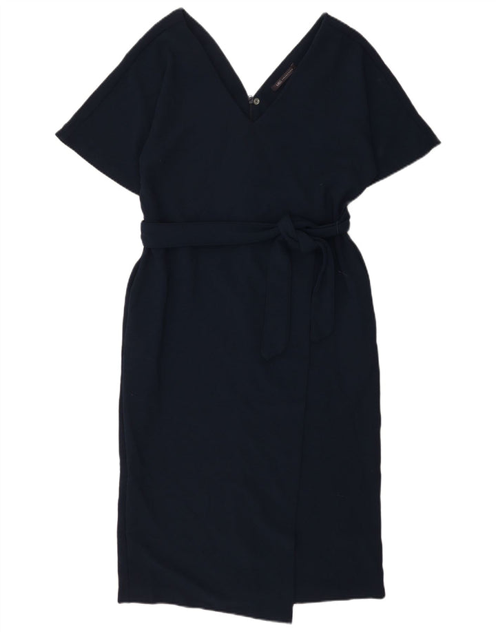 Vestido feminino Marks & Spencer UK 12 poliéster azul marinho médio