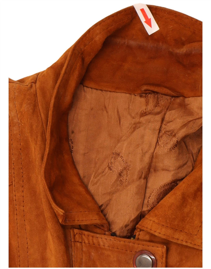 Sobretudo de camurça vintage feminino Reino Unido 16 grande marrom