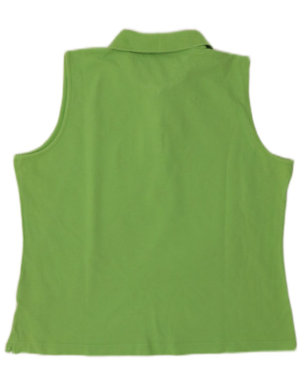 Camisa polo feminina TOMMY HILFIGER Golf sem mangas Reino Unido 16 grande algodão verde