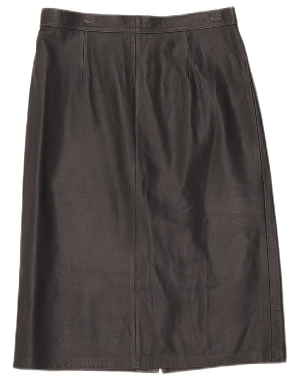 Saia feminina vintage de couro cintura alta IT 46 grande W28 cinza