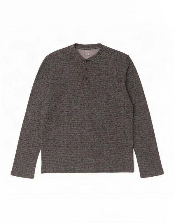 Gap Mens Top Manga Longa Algodão Listrado Cinza Médio