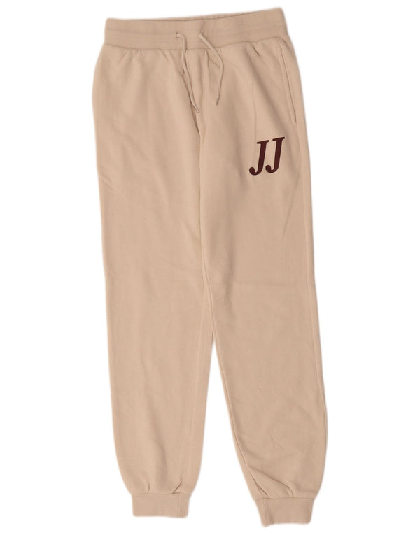Calça de treino masculina Jack & Jones com estampa gráfica e algodão bege XS
