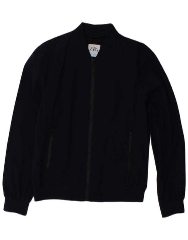Jaqueta bomber masculina Zara UK 40 grande azul marinho
