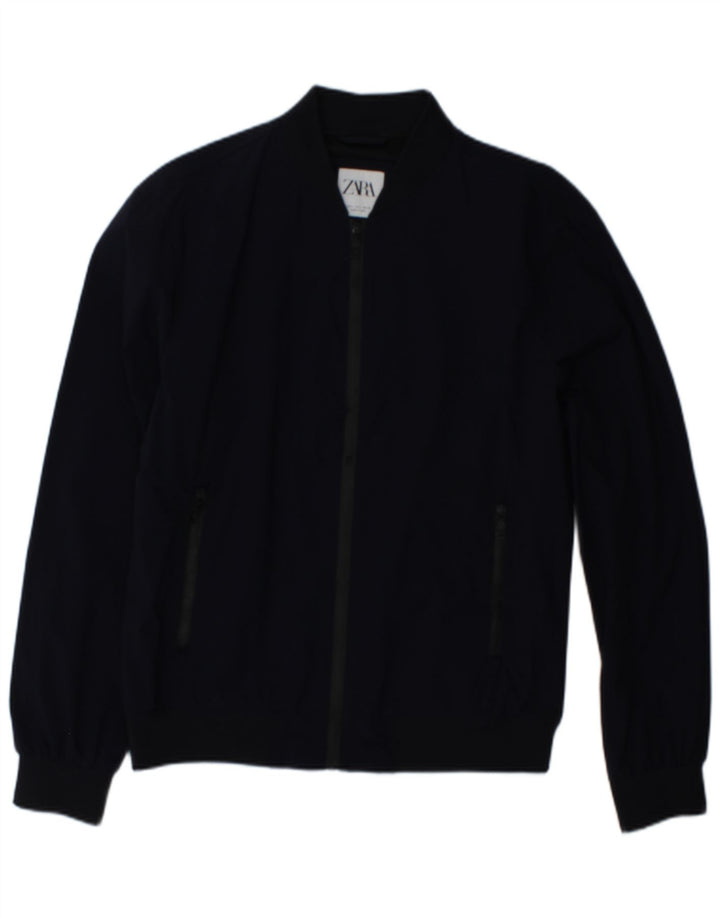 Jaqueta bomber masculina Zara UK 40 grande azul marinho