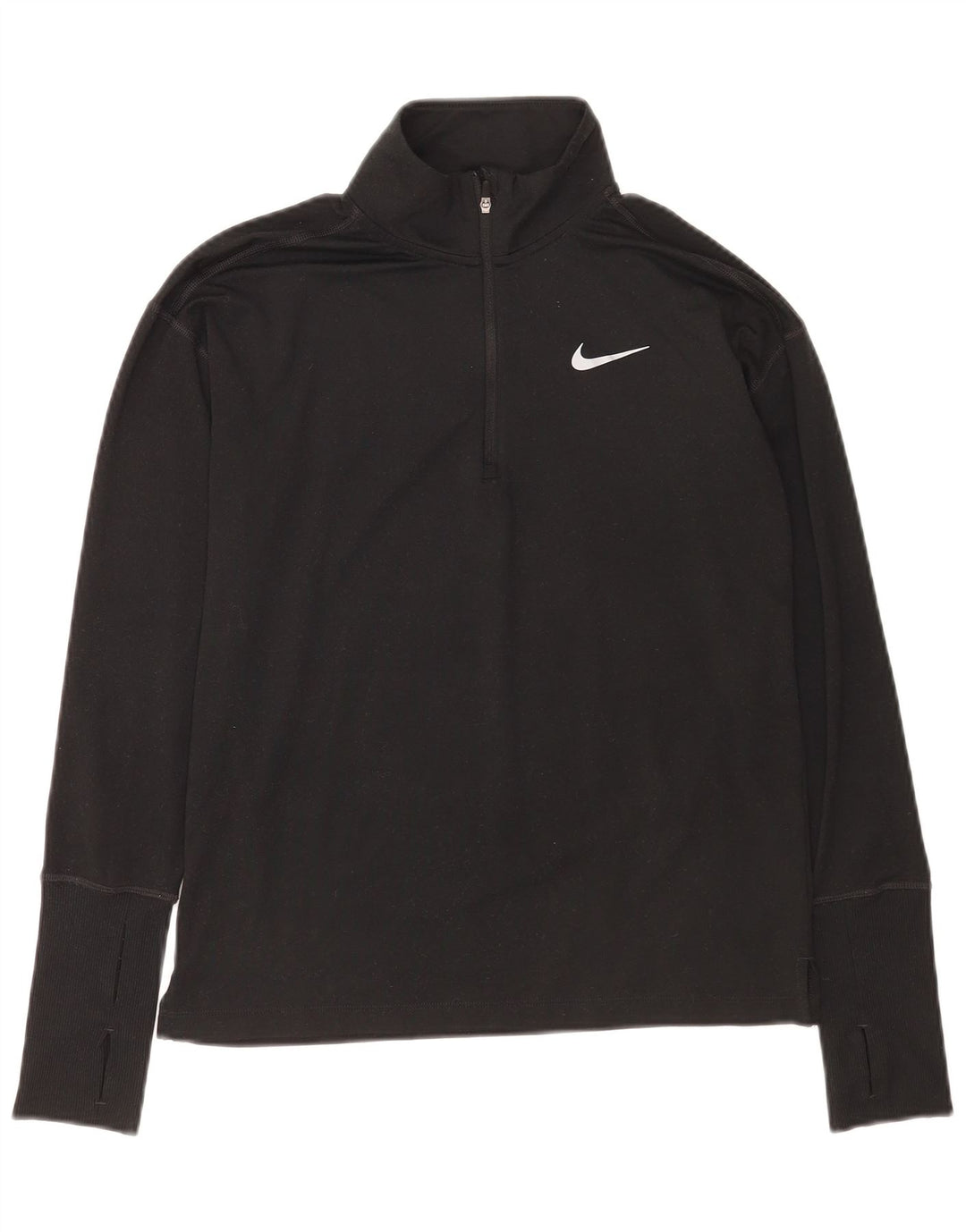 Nike Mens Dri Fit Zip Neck Top Manga Longa XS Preto