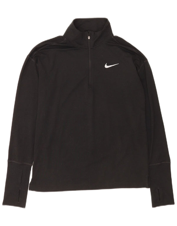 Nike Mens Dri Fit Zip Neck Top Manga Longa XS Preto