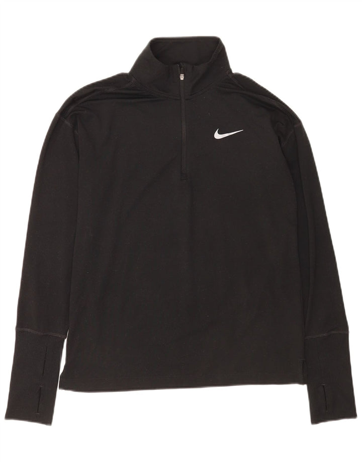 Nike Mens Dri Fit Zip Neck Top Manga Longa XS Preto