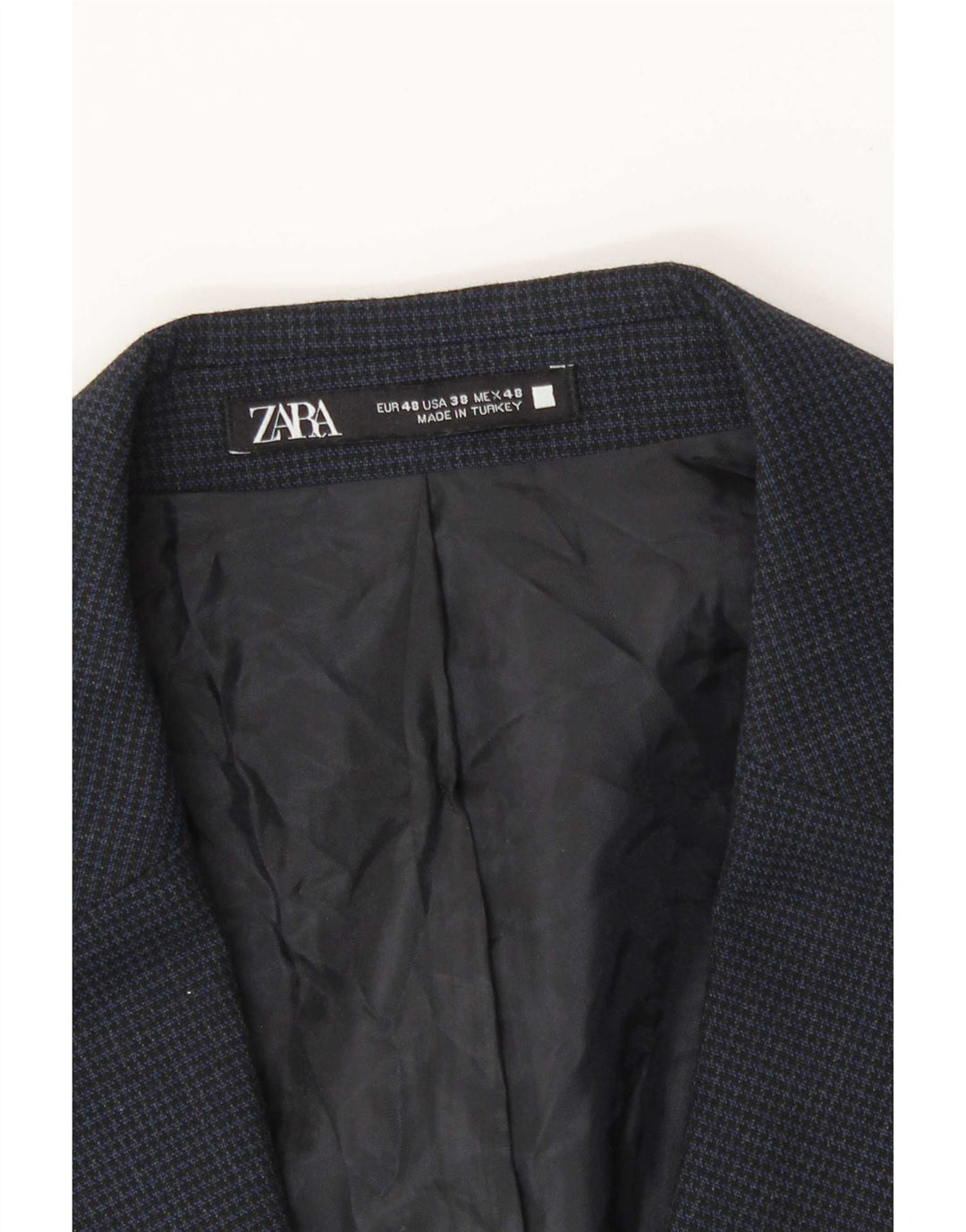 Jaqueta blazer masculina Zara com 2 botões UE 48 médio azul marinho Houndstooth