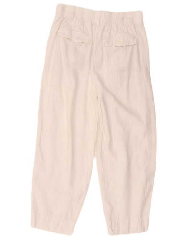 Calças cortadas femininas Marks & Spencer UK 14 grandes W32 L25 brancas