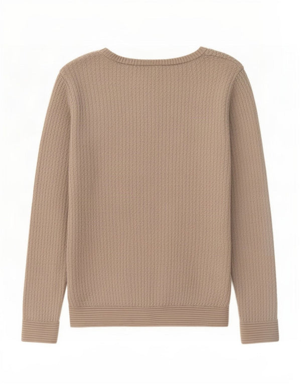 US Polo Assn. Suéter feminino com gola canoa UK 10 algodão bege pequeno