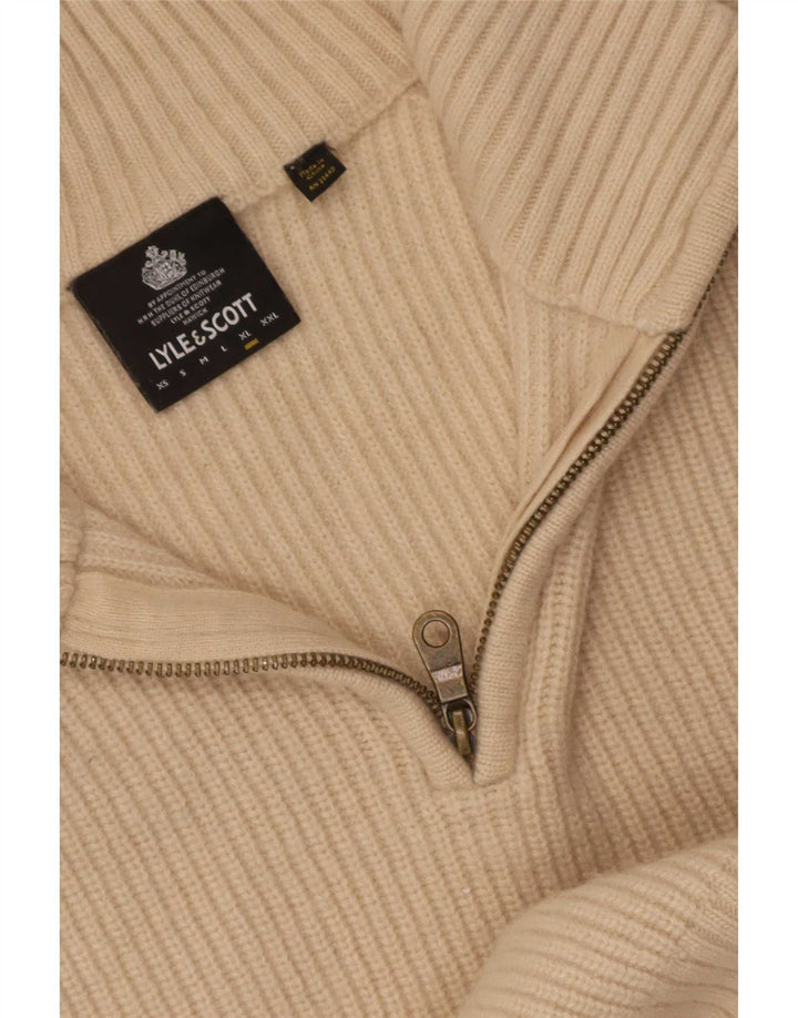 Lyle & Scott Suéter masculino com zíper e gola XL bege