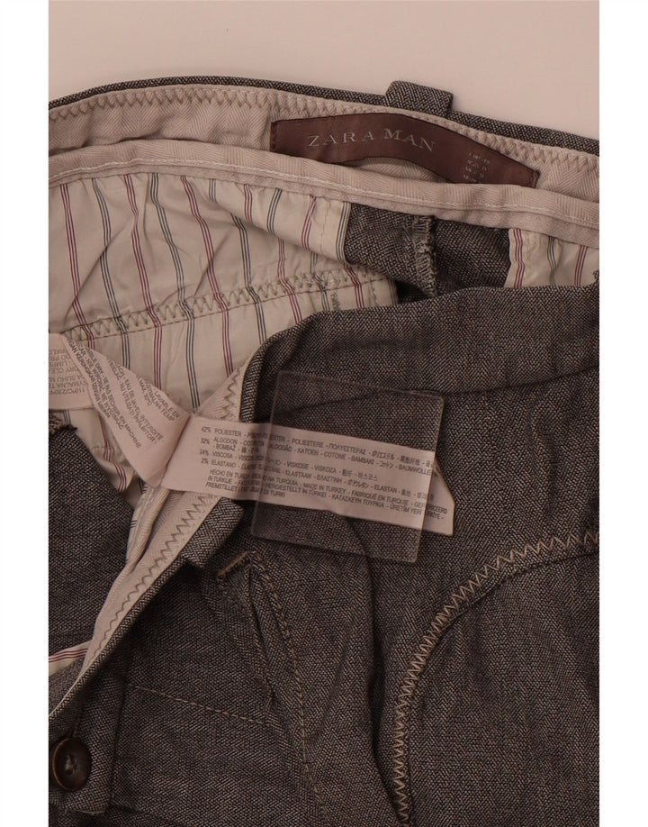 ZARA Mens Joggers Chino Calças EU 40 Médio W31 L28 Poliéster Cinza