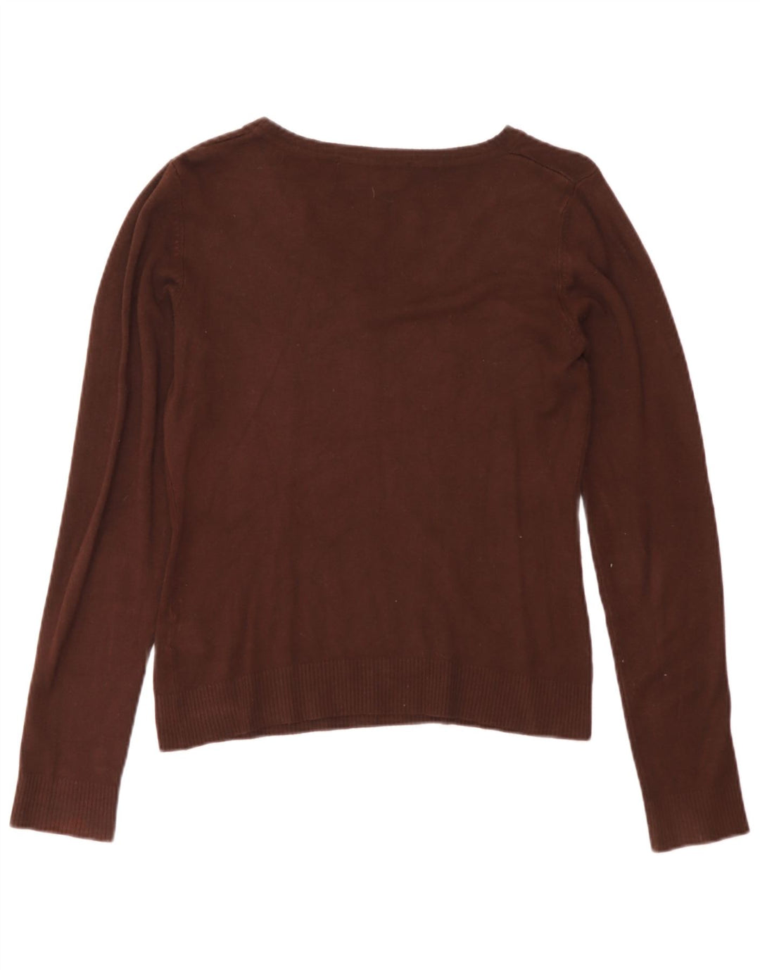 Suéter feminino Zara com decote em V Reino Unido 12 médio marrom rayon