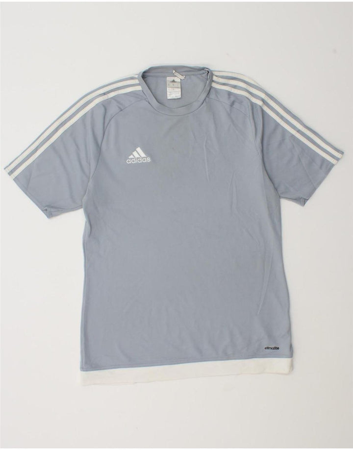 Adidas Mens Climalite Camiseta Top Médio Azul Colourblock Poliéster