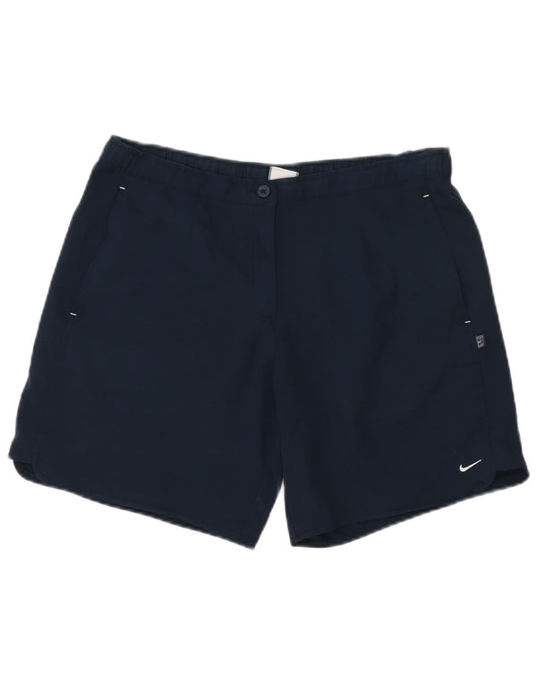 Shorts casuais femininos Nike pequenos W27 azul marinho poliéster