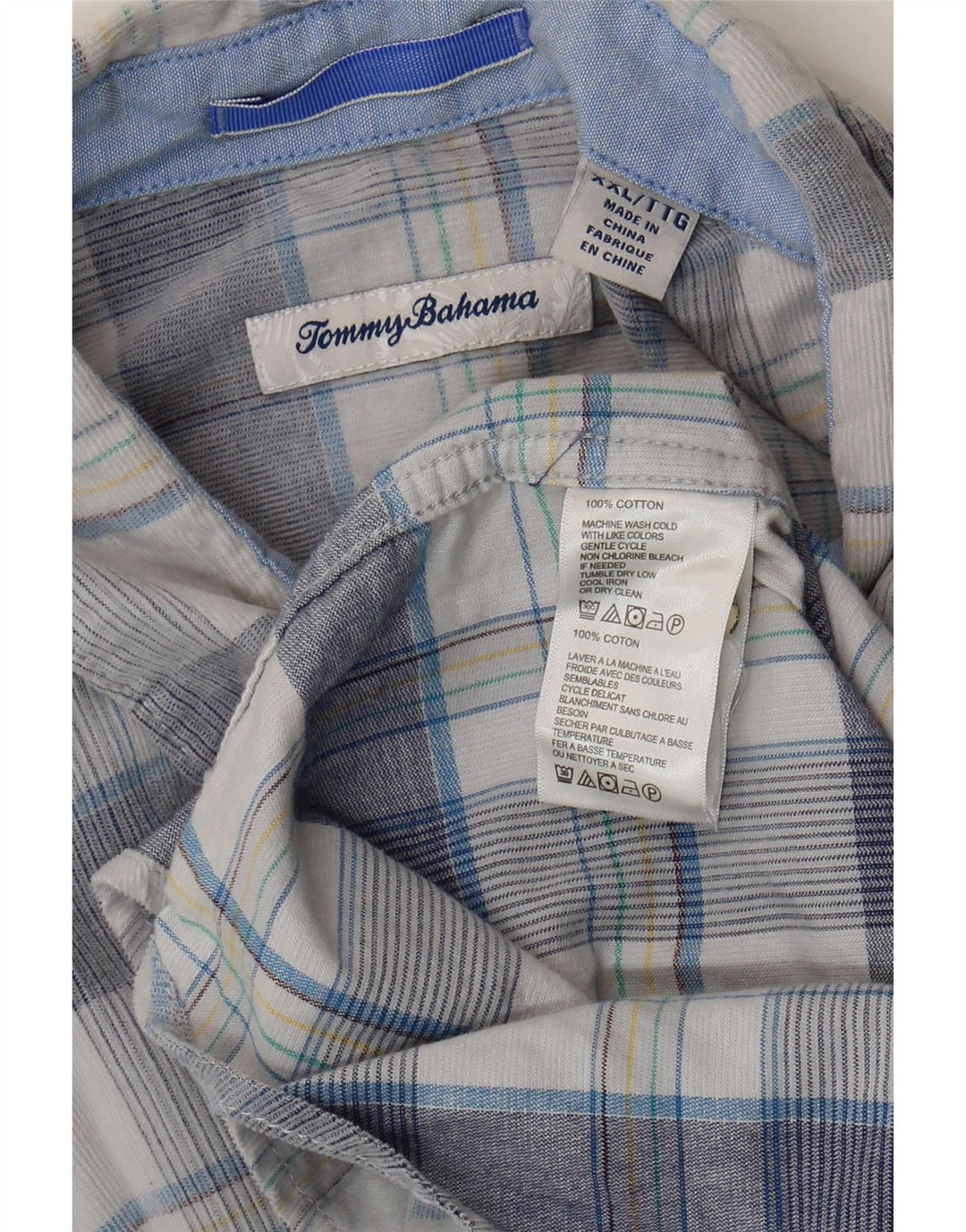 Camisa masculina Tommy Bahama 2XL algodão xadrez azul