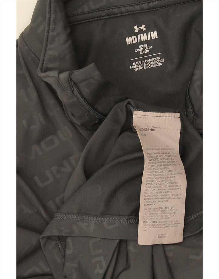 Under Armour Mens Graphic Zip Neck Treino Top Cinza Médio Poliéster