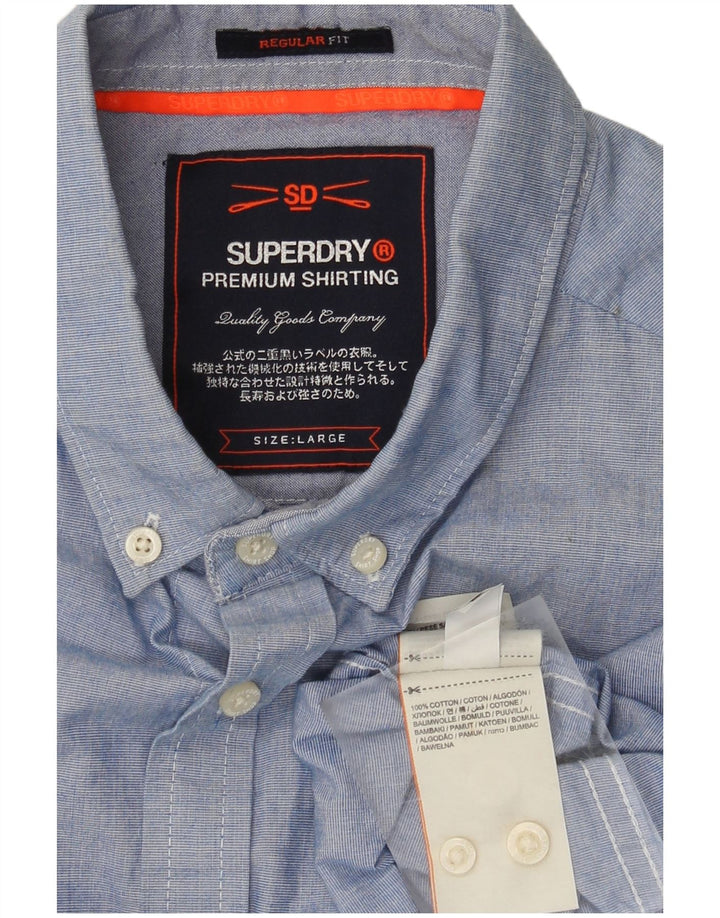 Camisa masculina Superdry Regular Fit grande algodão azul