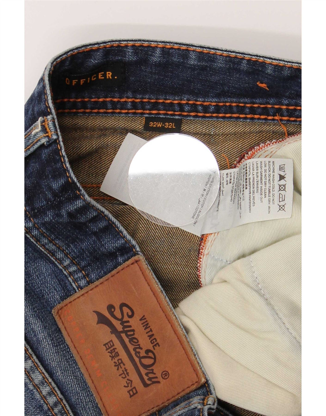 Superdry Jeans masculino desgastado reto W32 L32 algodão azul